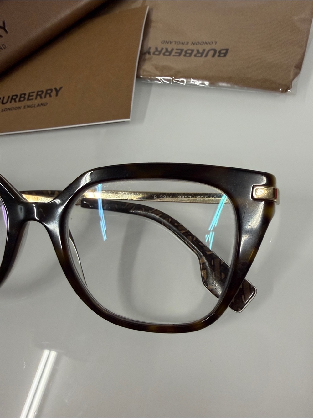 Burberry Women's Tortoiseshell BE2310 (Seaton) Cat-Eye Glasses with Brown Case - Picture 3 of 8
